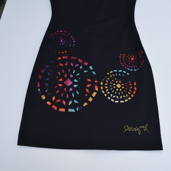 Desigual Women's Black Olympic Knitted Dress Short Sleeve Size M - Picture 6 of 7